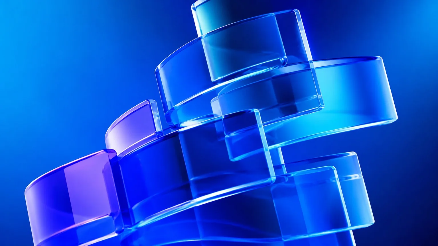 Abstract blue glass blocks for workflow building